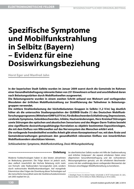 spezifische symptome und mobilfunkstrahlung in selbitz ... - Next-up