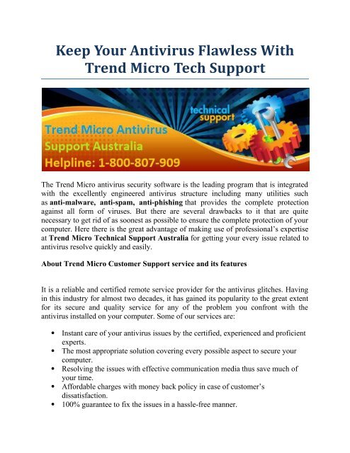 Keep Your Antivirus Flawless With Trend Micro Technical Support