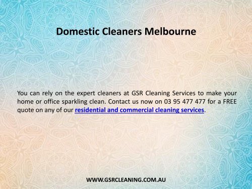 Domestic Cleaners Melbourne