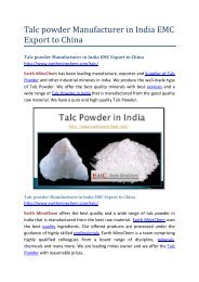 Talc powder Manufacturer in India EMC Export to China