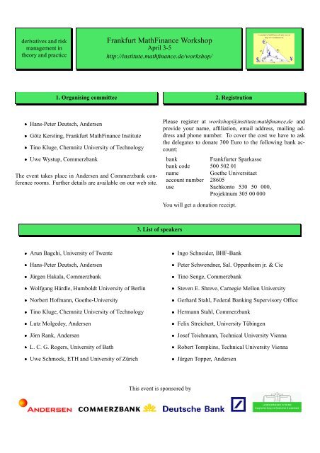 Frankfurt Mathfinance Workshop