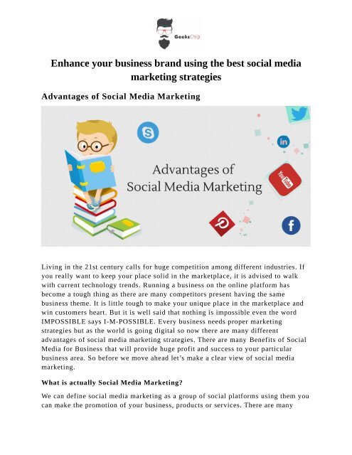 Advantages of Social Media Marketing