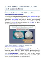Calcite powder Manufacturer in India EMC Export to China