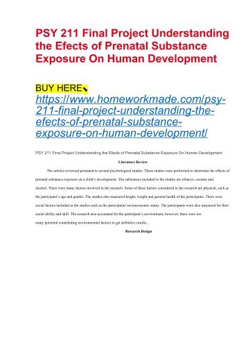 PSY 211 Final Project Understanding the Efects of Prenatal Substance Exposure On Human Development