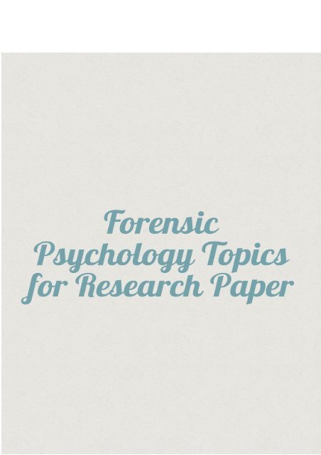 list of psychology topics for research paper