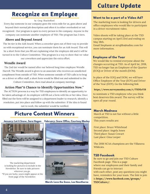 TSD Logistics 1st 2018 Quarter Newsletter