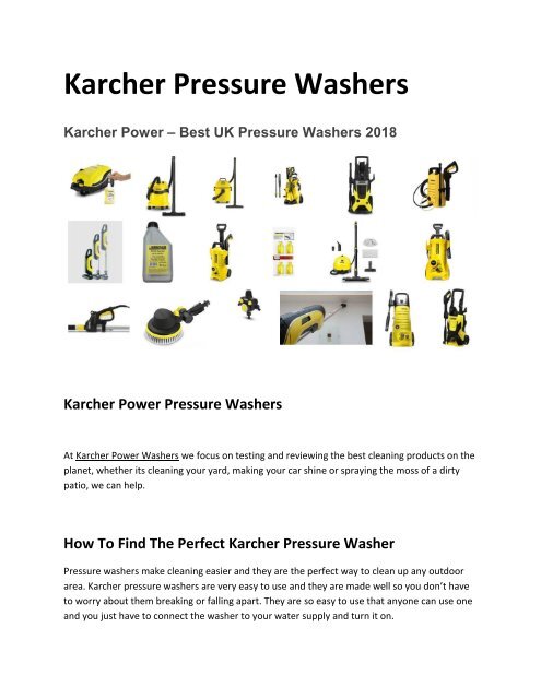 Vehicle Pressure Washers & Accessories at