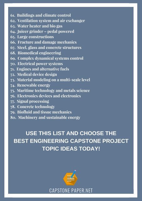 Engineering Capstone Project Topics Ideas