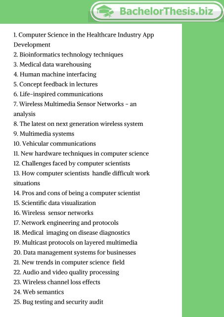 Computer Science Thesis Topics