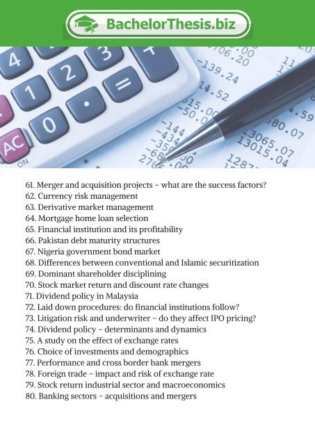 Thesis Topics in Finance