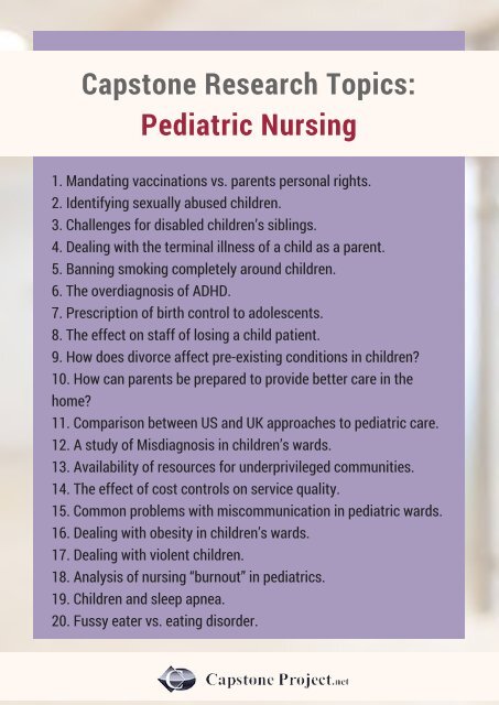 Pediatric Nursing Capstone Project Ideas