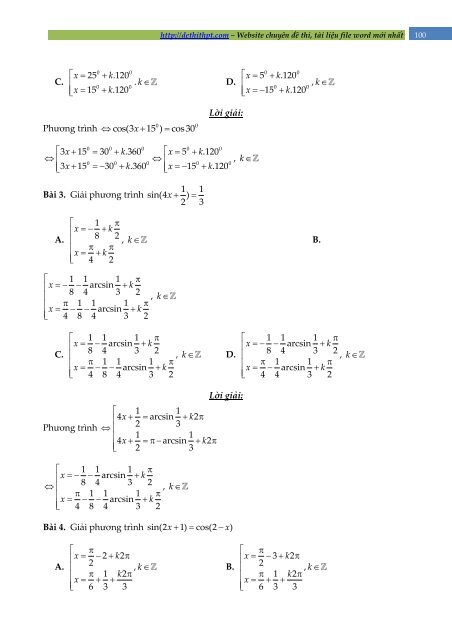 Chuyên đề Lượng giác (Lý thuyết + Bài tập vận dụng có giải) - Thầy Bảo Vương - FULLTEXT (188 trang)