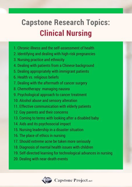 Project Topics For Nursing Students BSN Capstone Project Topics 2022 