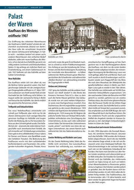 Gazette Wilmersdorf Januar 2017