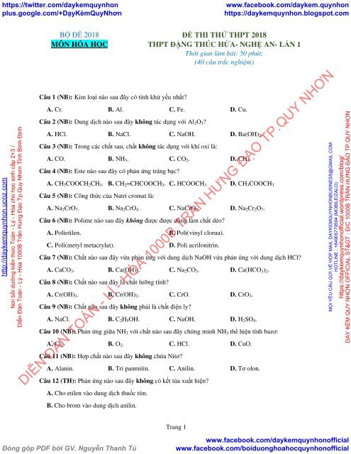 Bộ đề thi thử THPT QG 2018 Các môn TOÁN - LÍ - HÓA Các trường THPT Cả nước CÓ HƯỚNG DẪN GIẢI (Lần 16) [DC24042018]