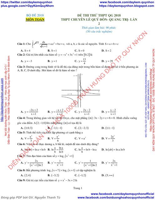 Bộ đề thi thử THPT QG 2018 Các môn TOÁN - LÍ - HÓA Các trường THPT Cả nước CÓ HƯỚNG DẪN GIẢI (Lần 16) [DC24042018]