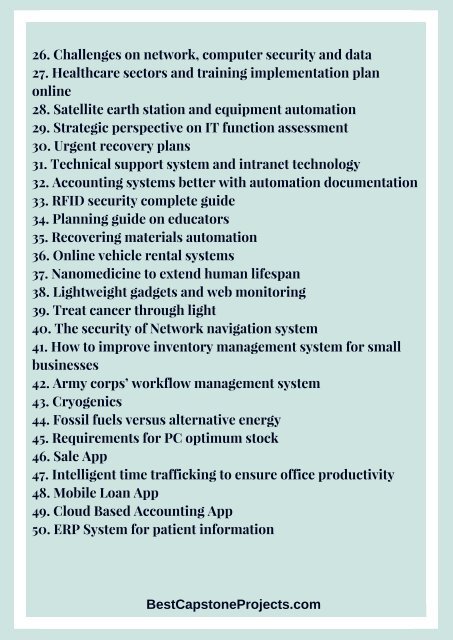 Top 100 It Capstone Project Ideas