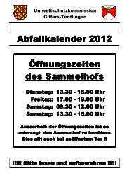 Abfallkalender 2012 Front 1 - Gemeinde Tentlingen