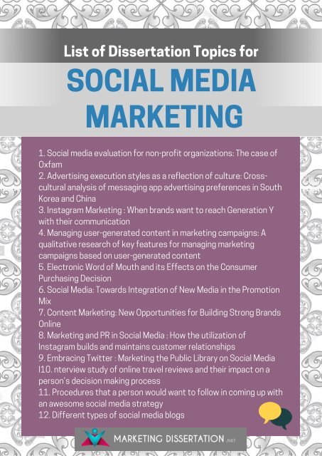 Social Media Marketing Dissertation Topics