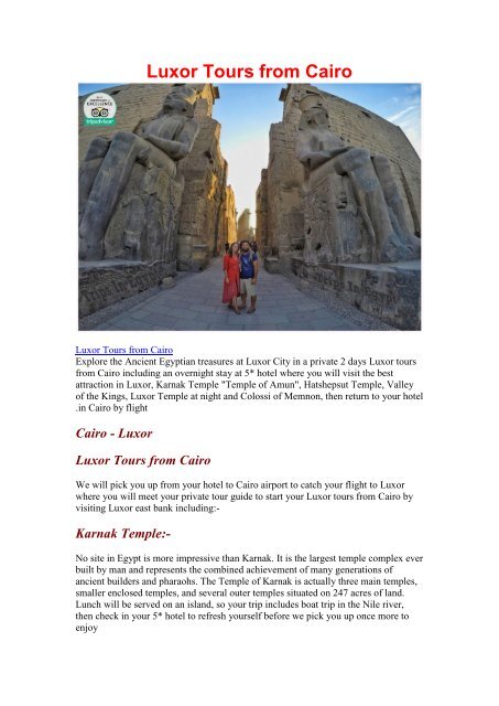 Luxor Tours from Cairo