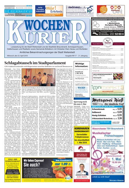 Wochen-Kurier 17/2018 - Lokalzeitung für Weiterstadt und Büttelborn