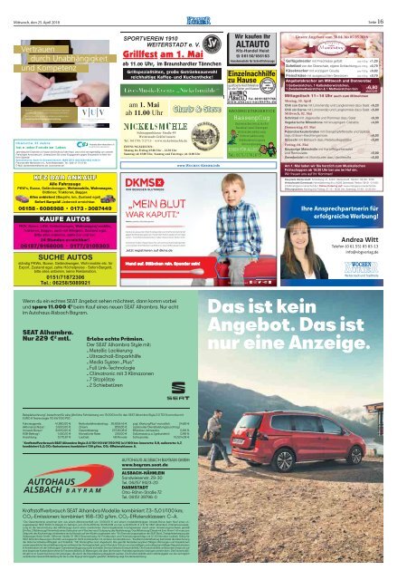 Wochen-Kurier 17/2018 - Lokalzeitung für Weiterstadt und Büttelborn