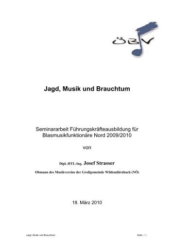 Jagd, Musik und Brauchtum - Österreichischer Blasmusikverband