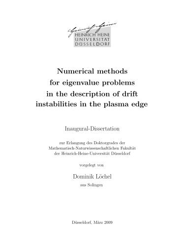 Numerical methods for eigenvalue problems in the description of ...