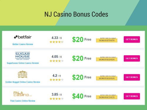 New Jersey Online Casinos Bonus Codes