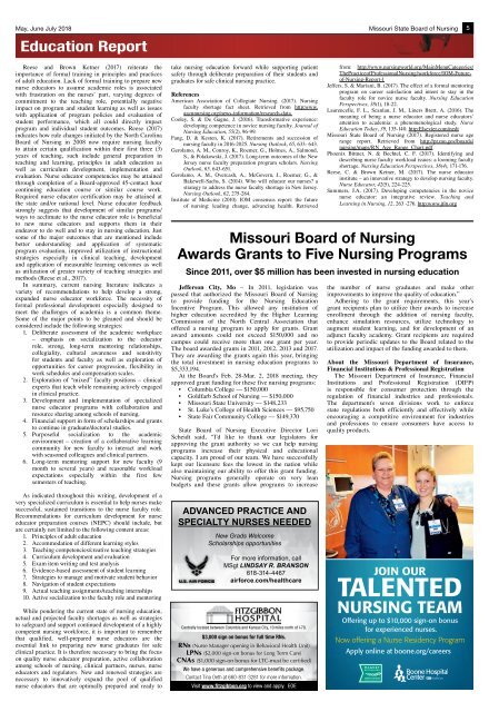 Missouri State Board of Nursing Newletter