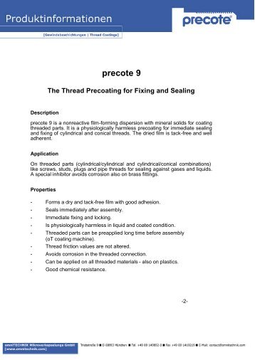 precote 9 The Thread Precoating for Fixing and Sealing