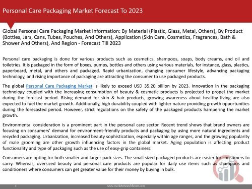 Personal Care Packaging Market Research Report - Forecast to 2023