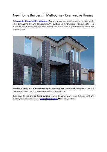 New Home Builders in Melbourne - Evenwedge Homes