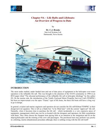 Chapter 9A – Life Rafts and Lifeboats: An Overview of ... - Nato