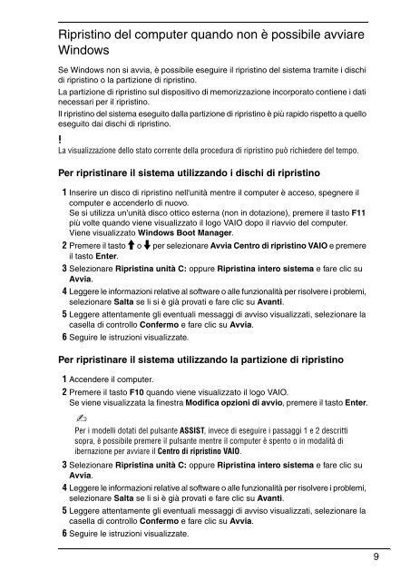 Sony VPCEC1A4E - VPCEC1A4E Guide de d&eacute;pannage Italien