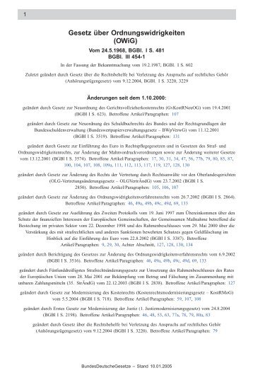 Gesetz über Ordnungswidrigkeiten (OWiG) - BWVL