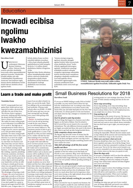 SMME NEWS  - JAN 2018 ISSUE