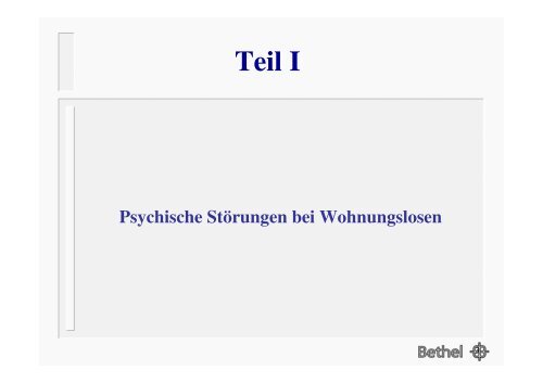 Teil I Psychische Störungen bei Wohnungslosen