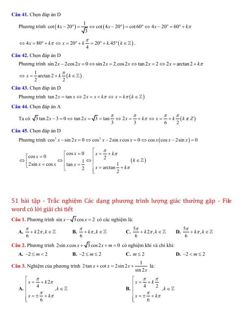 247 bài tập chương LƯỢNG GIÁC có lời giải chi tiết - Thầy Hùng (74 trang)