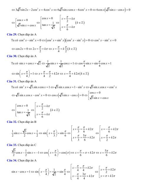 247 bài tập chương LƯỢNG GIÁC có lời giải chi tiết - Thầy Hùng (74 trang)