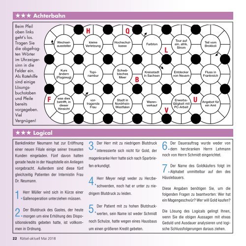 Leseprobe "Rätsel-aktuell" Mai 2018