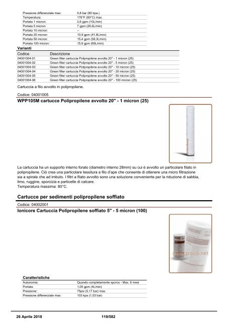 Depuratori Acqua Addolcitori Osmosi Catalogo Generale 26 Aprile 2018