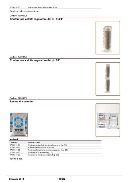 Depuratori Acqua Addolcitori Osmosi Catalogo Generale 26 Aprile 2018