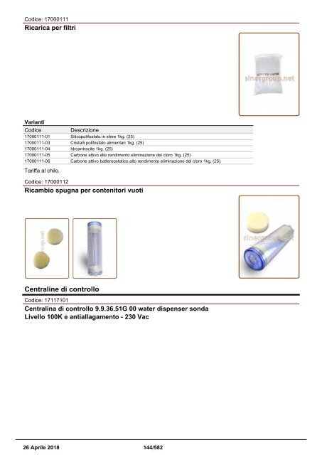 Depuratori Acqua Addolcitori Osmosi Catalogo Generale 26 Aprile 2018