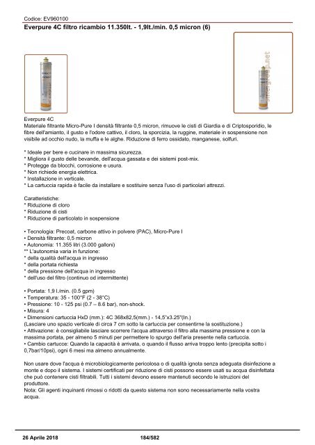 Depuratori Acqua Addolcitori Osmosi Catalogo Generale 26 Aprile 2018