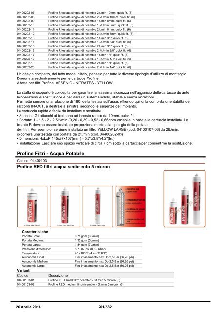 Depuratori Acqua Addolcitori Osmosi Catalogo Generale 26 Aprile 2018