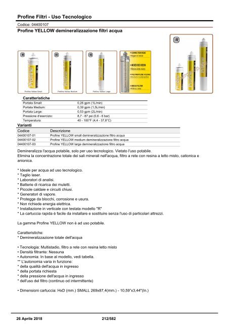 Depuratori Acqua Addolcitori Osmosi Catalogo Generale 26 Aprile 2018