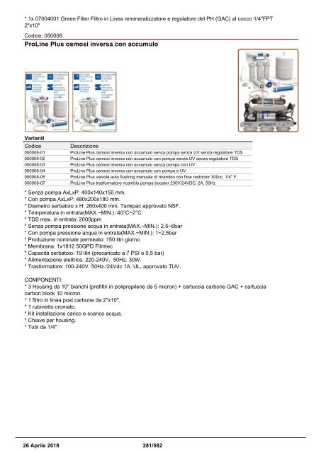 Depuratori Acqua Addolcitori Osmosi Catalogo Generale 26 Aprile 2018