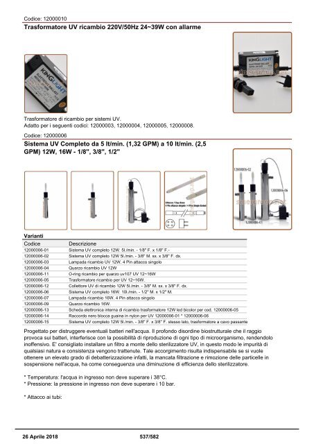 Depuratori Acqua Addolcitori Osmosi Catalogo Generale 26 Aprile 2018