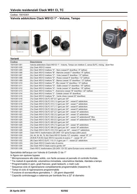 Depuratori Acqua Addolcitori Osmosi Catalogo Generale 26 Aprile 2018